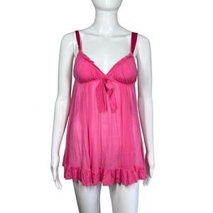 y2k Victoria's Secret Hot Pink Sheer Chemise Nightie Lingerie Medium